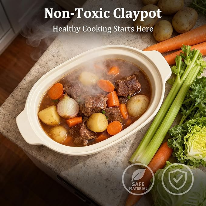MAGNIFIQUE 4 Quart Programmable Casserole Slow Cooker, 8-in-1 Multi Cooker with Removable Non-Toxic Stoneware Crock, Claypot Slow Cooker, Rice-cooking, Nonstick, Oven Safe Pot to 450°F, Oatmeal