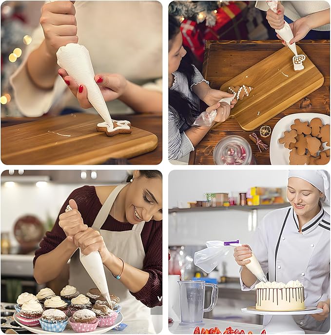 Disposable Piping Bags - 100 pcs 12 inch Pastry Bags, Anti-Burst Tipless Icing Bags for Cake, Cream Frosting, Cupcakes, Pastries and Cookies Decorating