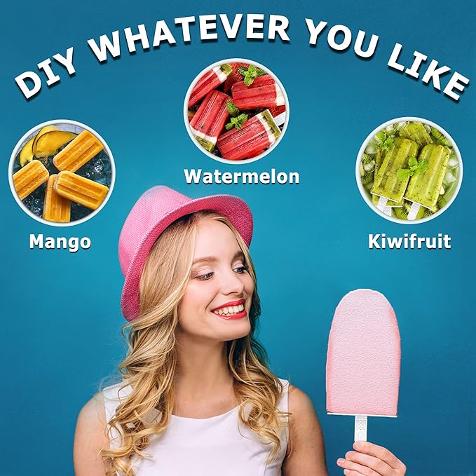 Silicone Popsicle Molds 12-cavity, DIY Ice Pop Mold for Kids Adult Teens, Ice Cream Molds for Party Yogurt Juice Smoothies Sticks