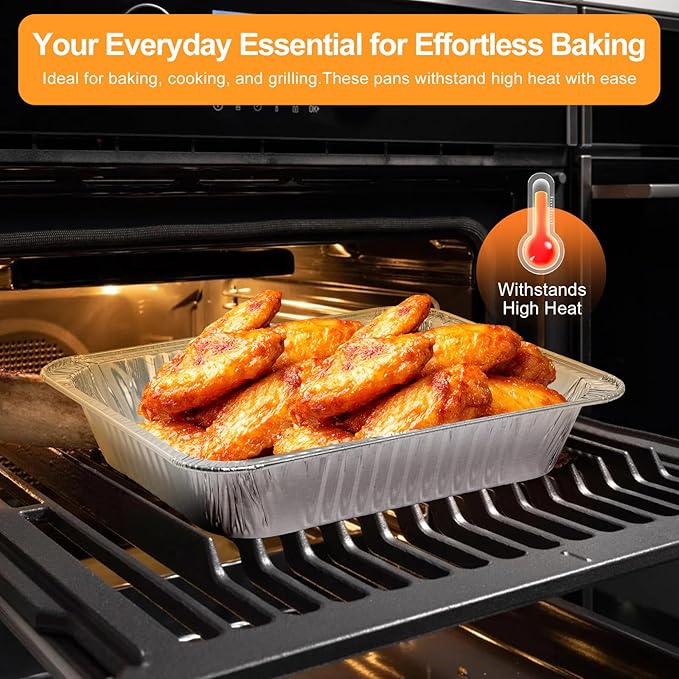 Notwoe® 50pc Disposable Aluminum Pans With Lids, 7x5 Combo Set, Disposable Baking and Cake Pan. (50 Pack w/Lids)