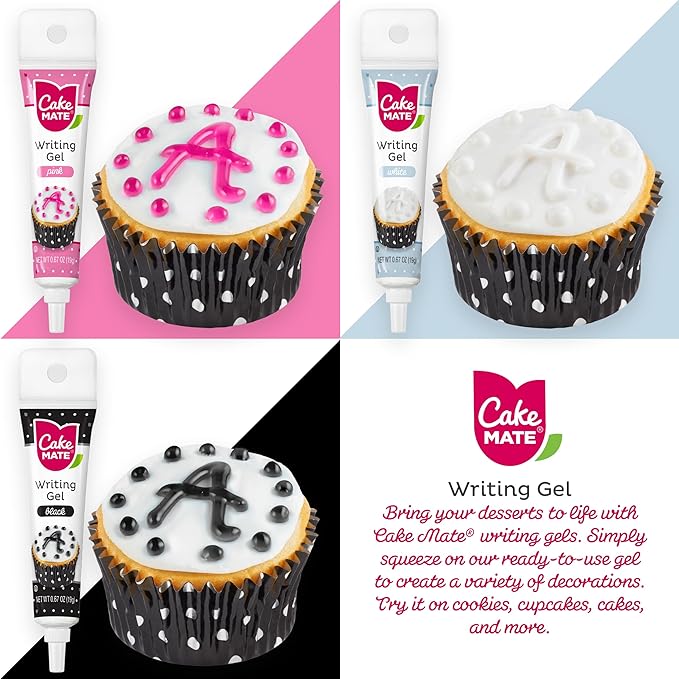 Cake Mate 9-Pack Edible Cake Writing Gels for Cake and Cookie Christmas Decorating - Easy Squeeze Gel in Vibrant Colors (0.67 oz Each) - Perfect for Cakes, Cupcakes, Cookies, and Brownies