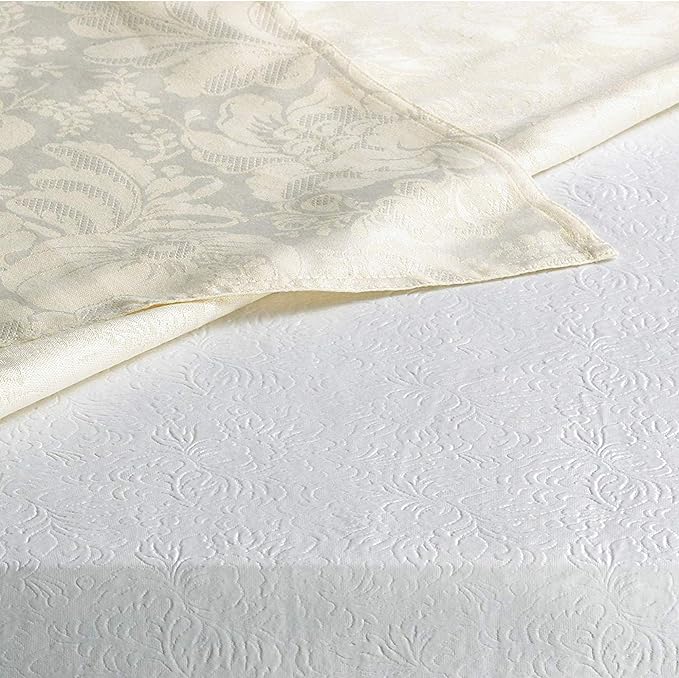 Home Bargains Plus Quilted Heavy Duty Table Pad Protector with Flannel Backing, Cut to Fit, Heat Resistant, Wipe Clean, Protects Table from Spills and Scratches, White, 52” x 216” Rectangle
