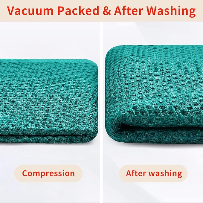 Homaxy 100% Cotton Waffle Weave Kitchen Dish Cloths, Ultra Soft Absorbent Quick Drying Dish Towels, 12 x 12 Inches, 12-Pack, Teal