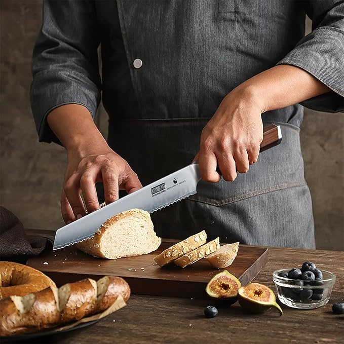 HOSHANHO Bread Knife 8 inch, Professional Japanese High Carbon Stainless Steel Serrated Bread Knife, Razor Sharp Bread Knife for Homemade Bread, Sourdough, Bagels, Cake
