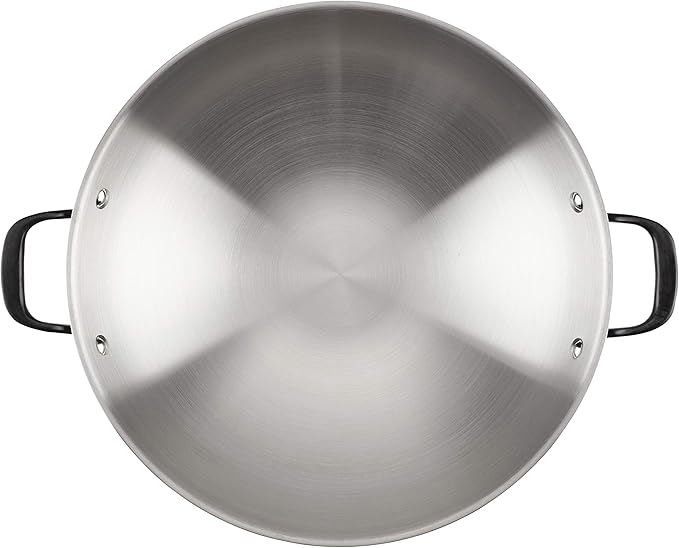 KitchenAid 5-Ply Clad Polished Stainless Steel Wok, Induction Compatible, Dishwasher Safe, 15 Inch Open Stir-Fry Pan