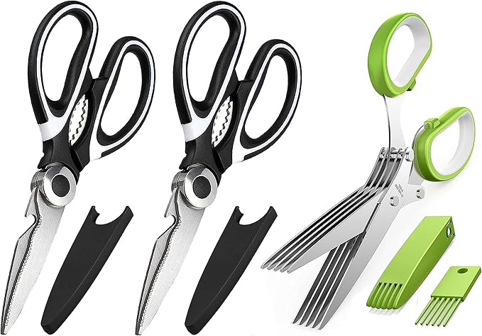 Kitchen Scissors 3 Pack - Replacement - Stainless Steel Cooking Shears for Cutting Meat, Food, Fish, Poultry Multipurpose Sharp Sissors for Dishwasher Safe, 8.3 Inch