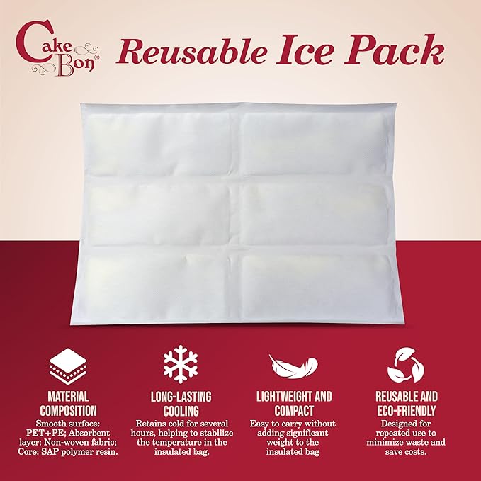Cakebon Cake Box and Boards, 8-Inch Round White Wrapped Edges 1/2- Inch Thick Drums with Insulated Bag and Ice Pack – Cake Transport Set, Cooler for Cake Delivery and Transport (1pc Each, 4pcs Total)