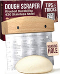 Superbaking Dough Scraper - 6" Wooden Bench Scraper - Dough Cutter with Ruler - Pastry & Cake Scraper - Kitchen Tools Sourdough Baking Supplies - Bread Making Tools & Accessories for Home Bakers