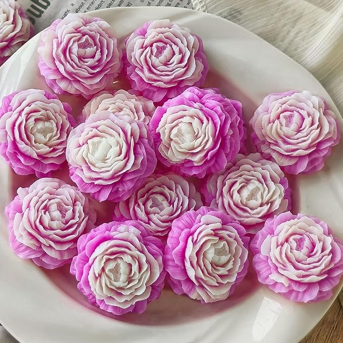 3 Cavities Peony Flower Soap & Candle Mold - Silicone 3D Molds for Flower, Peony & Home Decor - Resin Casting & Making Molds