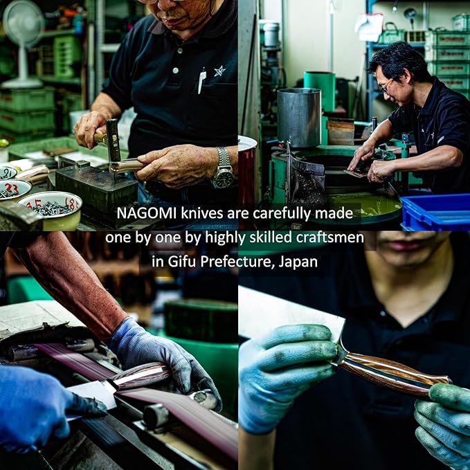 NAGOMI] 5 inch Serrated Cheese Knife - Made in Seki, Japan - Blade in 440A and Comfortable Pakkawood Handle - Japanese Sharp Knife