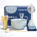 Matcha Whisk Set, Japanese Tea Ceremony Kit, 18oz Spout Bowl, Bamboo Whisk Scoop, Ceramic Holder Sifter Towel,7 pcs Matcha Tea Kit for Matcha Lovers, Christmas, Birthday Gift(Sky Blue)