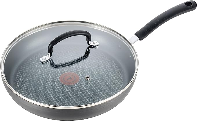 T-Fal Ultimate Hard Anodized Nonstick Fry Pan With Lid 10 Inch, Oven Broiler Safe 400F, Lid Safe 350F, Cookware, Kitchen, Home, Versatile Frying Pan, Skillet, Pots and Pans, Dishwasher Safe, Black