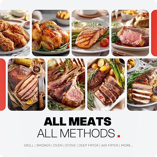 Smart Wireless Meat Thermometer with Ultra-Thin Probe, 6 Sensors Accuracy Digital Food Thermometer 0.5S Instant Read, IP67 Waterproof for BBQ, Grill, Smoker, Oven, Air Fryer,Grey