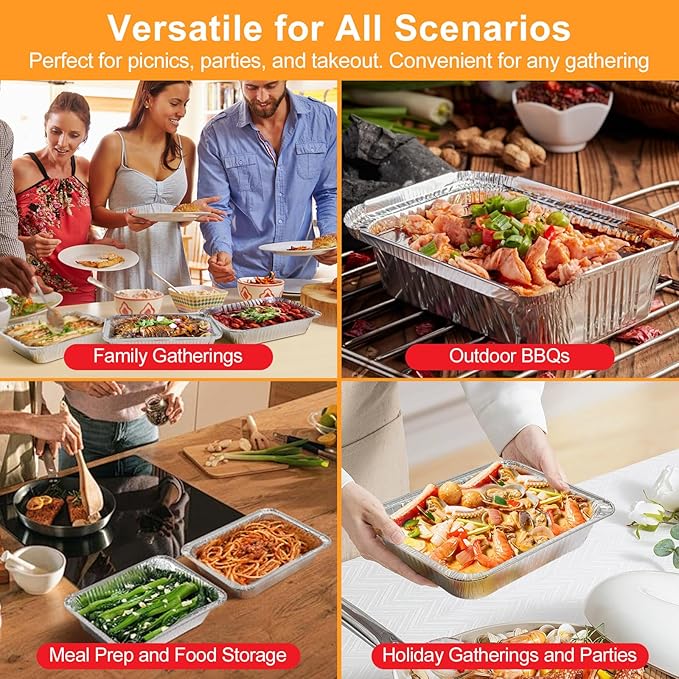 Notwoe® 30pc Disposable Aluminum Pans With Lids, 9x13 (10pc) And 8.2x5.7 Square (20pc) Combo Set, Disposable Baking and Cake Pan. (30 Pack w/Lids)