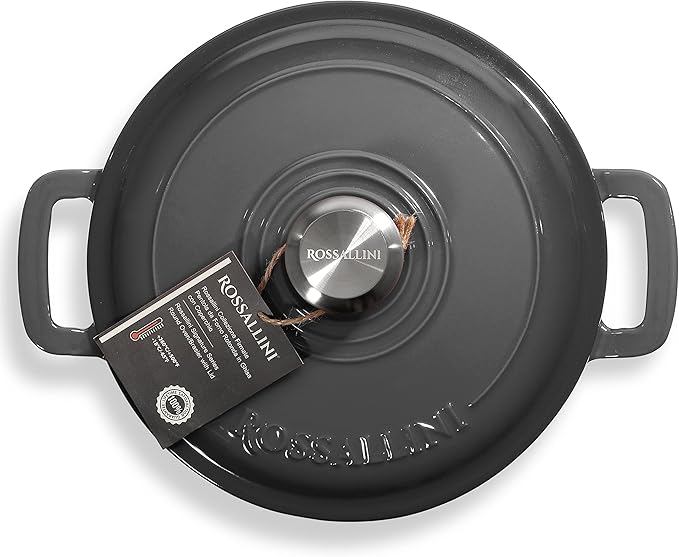 Signature Enameled Cast Iron Dutch Oven, Non-Stick Serving Pot with Tight Fitting Lid for Perfect Roasting, Baking, Sauteing, and Bread Making | 5.5Q (5.2L) - Oyster Grey