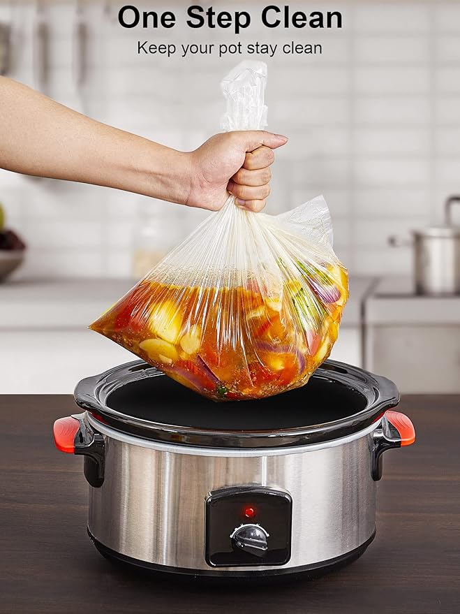 SMARTAKE Slow Cooker Liners, Extra Large Size 14"x 22" Disposable Cooking Bags, Fit 6QT to 10QT for Slow Cooker, Cooking Trays, Suitable for Oval & Round Pots, 30 Liners