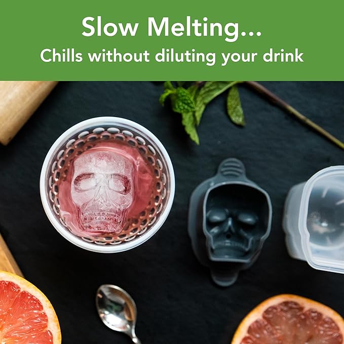 Tovolo Ice Cubes Mold Pack of 2 Large Craft Ice Molds for Whiskey Bourbon Cocktails, Easy Fill No Leak Silicone Ice Molds Gift for Him Stackable Dishwasher Safe BPA Free Heart Ice