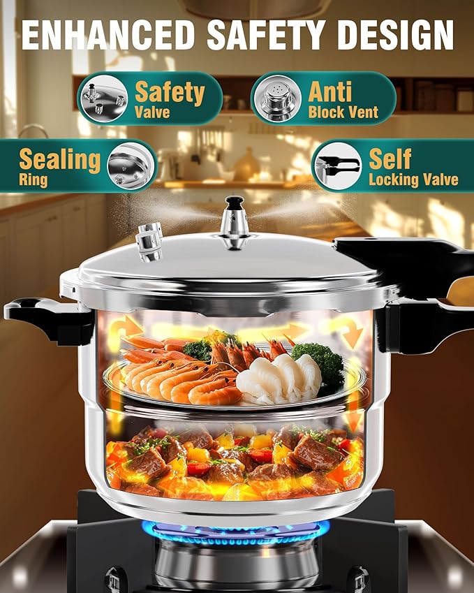 WantJoin Pressure Cooker Stainless Steel 4 Qt, Commercial Stove Top Pressure Cooker Pot Used for Pressure Foodie or Steaming, Compatible with Gas & Induction Cooker