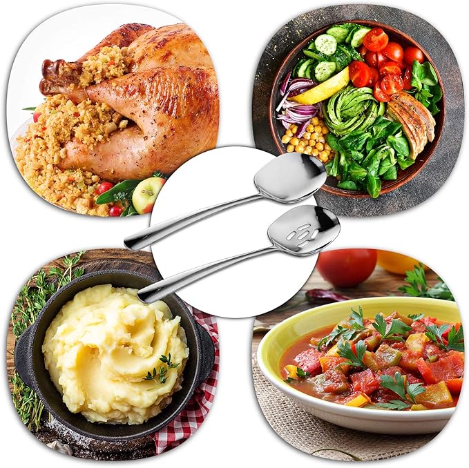 SOLEADER Extra Large Serving Spoons Set of 12,Foodgrade 18/8 12 Inch Stainless Steel Serving Spoon,Buffet Serving Utensils,Spoons Silverware,Cooking Spoon,Pasta Spoon,Mixing Spoon