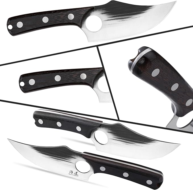SHANGDAO Boning Knives, 6 ″ Viking Boning Knife for Meat Cutting, High-carbon steel Chopper Knife, Forged Blade & Wood Handle, Hand Forged Full Tang Knife