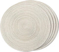 FunWheat Round Braided Placemats Set of 4 Place mats for Dining Tables Woven Heat Resistant Table Mats 15 inch (E Beige, 4pcs)
