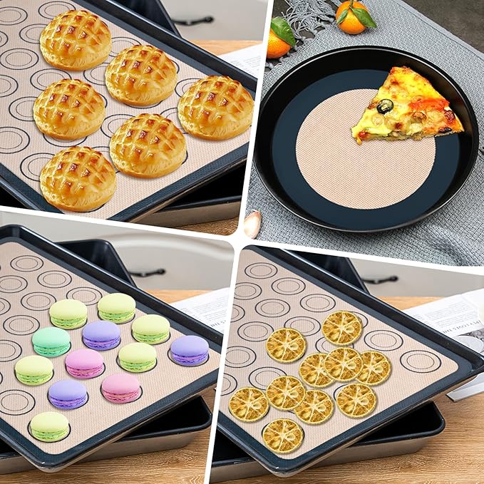 Silicone Baking Mat,Bread Baking Mats All-in-One Silicone Baking Mat Set - Kneading Mat,Non-Stick Pizza Bakeware Mat for Making Cookie,Bread,Bun,Pastry