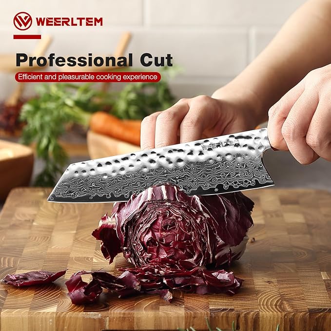Kiritsuke Chef Knife,Upgraded 8 Inch Professional 67-Layer VG10 Damascus Japanese Chef Knife,Ultra Sharp Hammered Damascus Kitchen Knives with Octagonal Red Sandalwood Handle & Gift Box