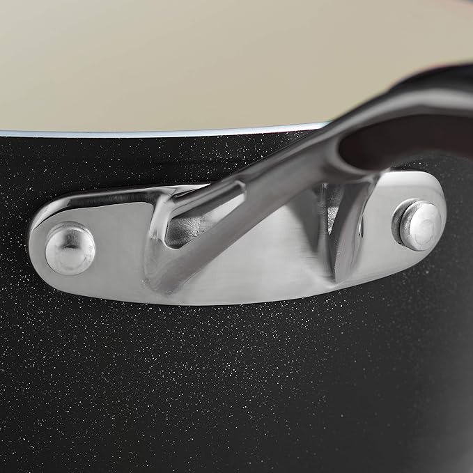 Tramontina Gourmet Ceramica Deluxe Sauce Pan with Lid, Non Stick Ceramic Interior, 1.5-Quart, Metallic Black, Made in Italy