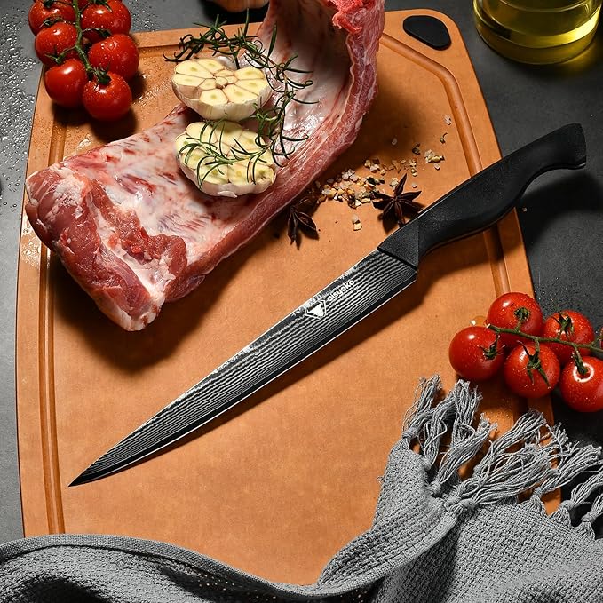 Slicing Knife 9", Long, Thin Blade, Allows for Cleaner Cuts to Preserve Juices and Flavor, Cutluxe Meat Carving Knife – Turkey Carving Knife,All Tang non-slip handle design,Premium Gift Box