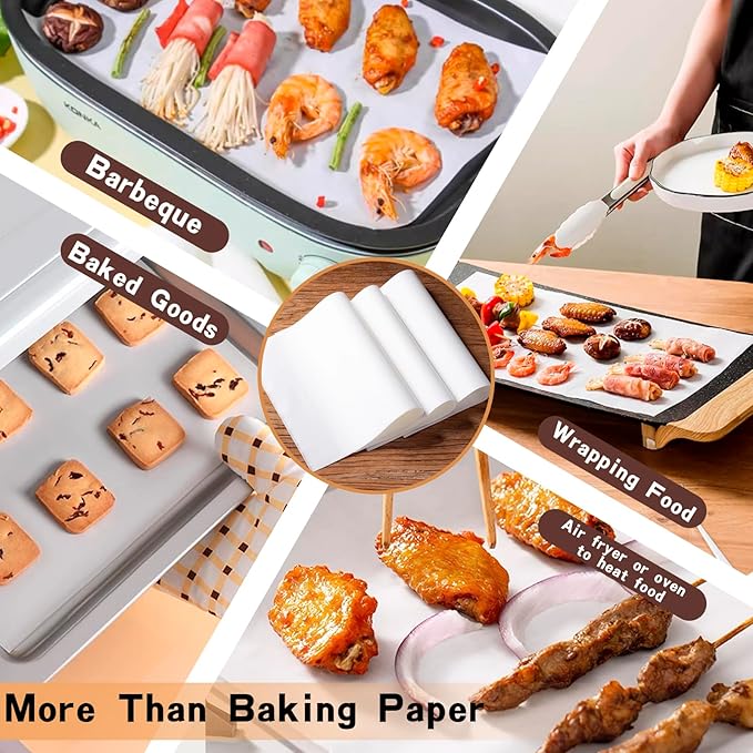 Parchment Paper Sheets 300Pcs,6x8In Baking Paper,Baking Supplies Sheets Non Stick,Non-Toxic Baking Parchment for Air Fryer, oven liner,Grilling, Steaming Cooking Bread Cake and Wrapping Food