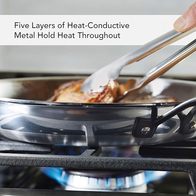 KitchenAid 30051 5-Ply Clad Polished Stainless Steel Frying Pan Set/Skillets, 8.25 Inch and 10 Inch - Polished Stainless Steel