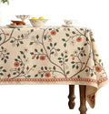 ISAENNE Designer Floral Small Rectangle Tablecloth,French Linen Light Beige Indoor Table Cloth,Fall Wrinkle Resistant Decor Tablecloths for Dining Thanksgiving Kitchen,55"*71"-Flora A