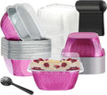 30PCS 7.8OZ Mini Aluminum Pans with Lids, Disposable, Magenta, Perfect for Birthday, Wedding Occasions