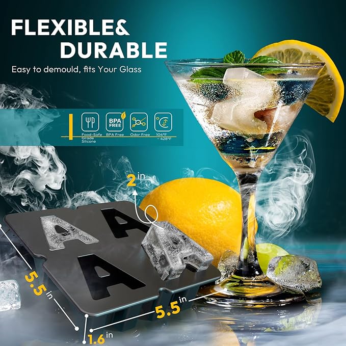 Customized Letter Z Ice Cube Mold -Letter Silicone Ice Mold for Custom Ice Cube Mold and Baking Chocolate and Crafting Letter Molds, Ice Cube Molds for Cocktails & Whiskey with Custom Letters