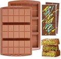 2 Pcs Dubai Chocolate Bar Mold Deep Stuffed Silicone Molds for Filling Knafeh Pistachio Chocolate Bar Large Thick Candy Bar Molds Break Apart (10 Snap）