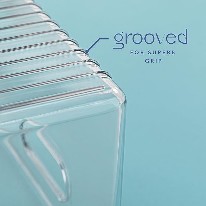 Plastic Food Storage 6 Pack Clear Container Bin with Handles for Organizing Kitchen, Pantry, Refrigerator, Freezer, Pantry, Cabinet, Closet, Bathroom. 16”x6”x5”