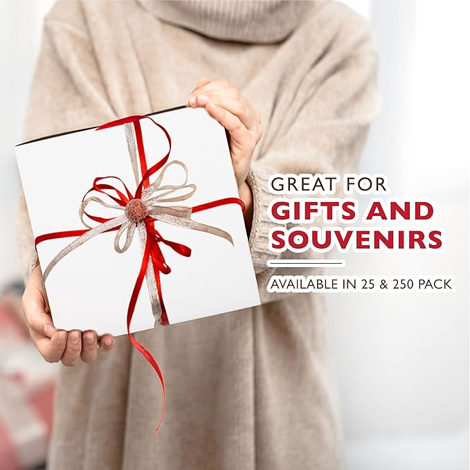 [25 Pack] White Pie Boxes 10x10x2.5" Square Bakery Boxes for Cookies, Cheesecake, Chocolate Covered Strawberries, Dessert, Macaroon, Bread Bulk Paper Cardboard Sweet Boxes for Surprises and Pastries