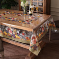Clear Table Cover Protector Vinyl PVC Rectangle Table Cloth with Floral Fruit Pattern Oil Spill Proof Plastic Tablecloths for Dining Tables Parties Holidays (Floral Fruit, 52 x 70 Inches)
