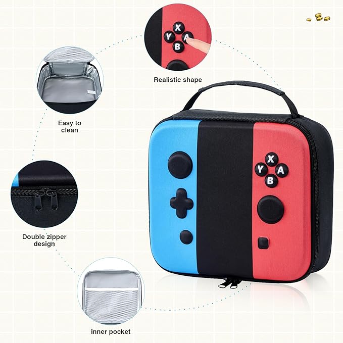 Game Lunch Box for Kids with Thermo, 9 OZ Stainless Food Jar & Insulated Lunch Bag, BPA-Free Kids Lunch Bento Box with Sauce Cup, Leakproof Lunch Box Set for Boys & Girs, School, Travel