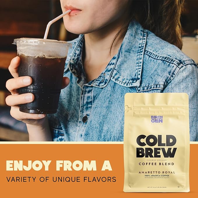 Birch Glen Roasters Cold Brew Coffee | Flavored Coarse Ground Coffee | Artisanal Roasting | 100% Arabica |1 LB | Peanut Butter & Jelly