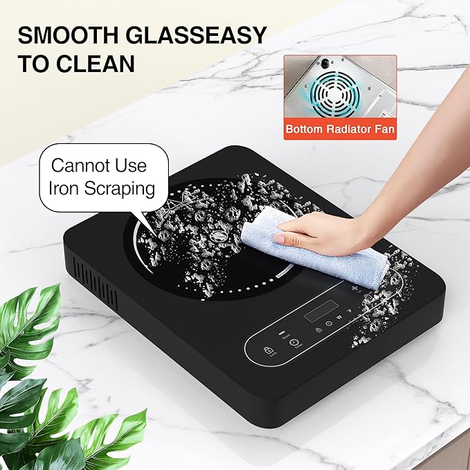 Electric Cooktop 1800W: Single Burner Portable Electric Stove 110V with LED Touch Screen 10 Power Levels, Hot Plate with Child Safety Lock, Timer and Overheat protection, Compatible with All Cookware