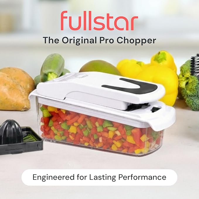 Fullstar The Original Pro Chopper - Vegetable Chopper and Spiralizer, Food Chopper with Container, Fruit Slicer, Kitchen Gadgets & Accessories, Home Essentials (9 in 1, White)