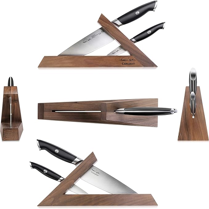 Cangshan Thomas Keller Signature Collection Swedish Powder Steel Forged, 3-Piece TAI Block, Walnut, Black