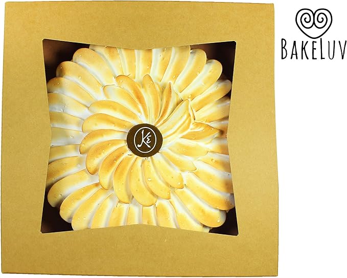 BAKELUV 9x9x2.5” Pie Boxes with Window | Brown/Kraft, 100 Pack | Bakery Boxes, cake Boxes, Cookie Boxes, Cheesecake, Pastry, Desserts, Treats, Food, Cardboard Takeaway/Takeout Containers
