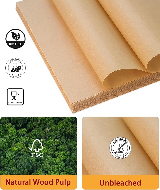 200 Pcs Parchment Paper Sheets, 12x16.5 Inch Precut Non-Stick Unbleached Parchment for Baking, Cookie, Cooking and Bread, Fits Half Sheet Pans
