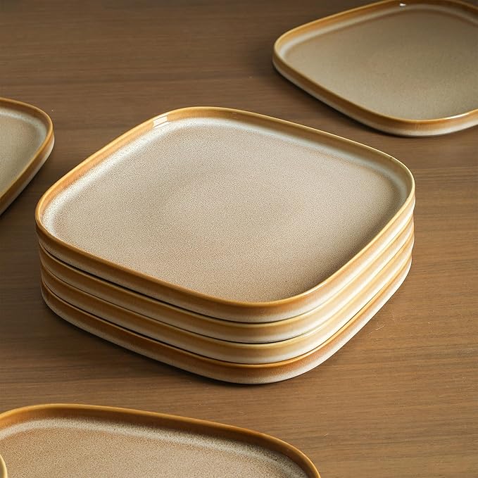 Stone Lain Cairo 24-Piece Dinnerware Set Stoneware, Plates and Bowls Set, Microwave and Dishwasher Safe, Includes Dinner and Salad Plates, Cereal Bowls, Dishes for 8, Sand