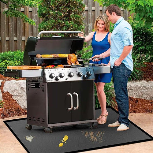 36 x 30 inches Under Grill Mat/Grill Mat for Deck, 4 Layers Under Grill Floor Mats to Protect Deck, BBQ Mat for Under BBQ Fireproof Mat Deck Patio Protect Mat Waterproof Oil-Proof Reusable