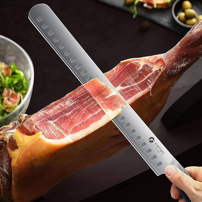 Brisket Slicing Knife, 11.6 Inch Carving Knife, Japanese High Carbon Steel Slicing Knives with VG10 Steel Core & G10 Handle, Full Tang Ultra Sharp Meat Cleaver for BBQ, Turkey, Roast, Brisket