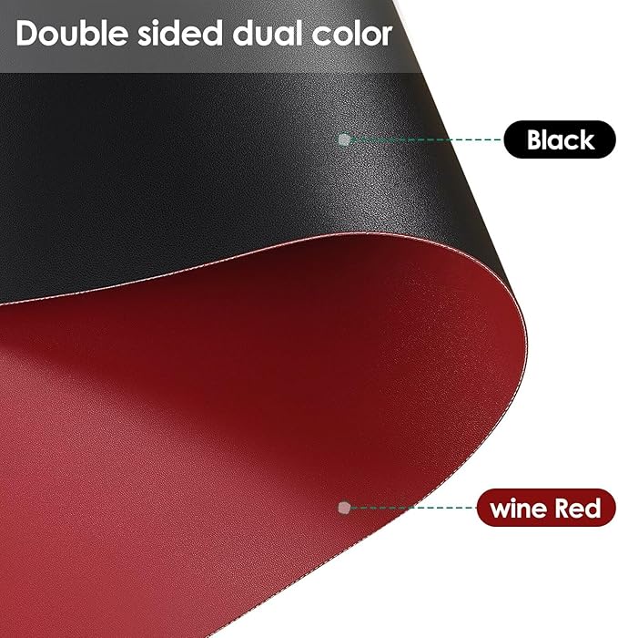 Table Pad - Used for Square Table Waterproof and Easy to Clean Good Flatness Easy to Used for Dining Table(Black+Wine Red 46x46)