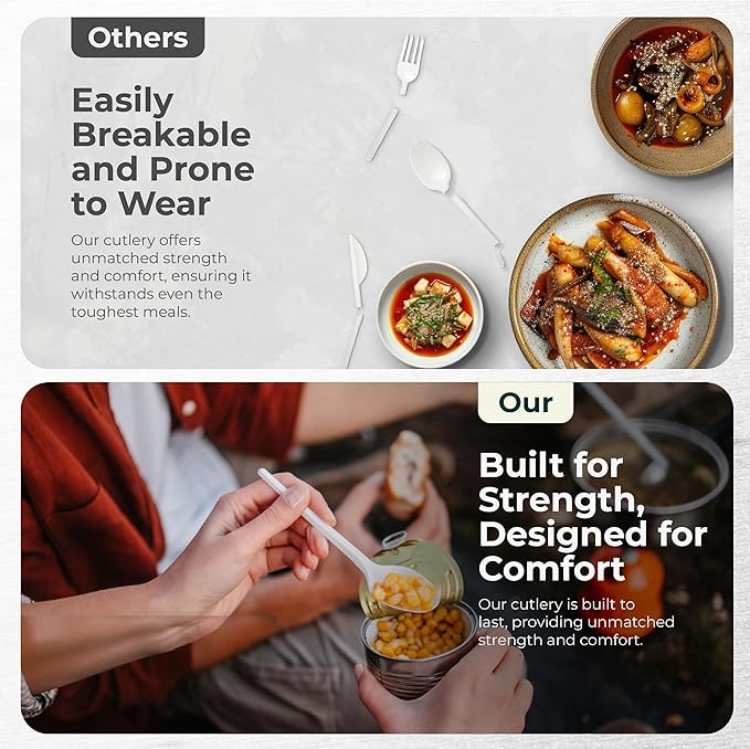 100% Compotable Knives Disposable Compostable Cutlery Set Silverware by Koalalove 150pc (CK150)